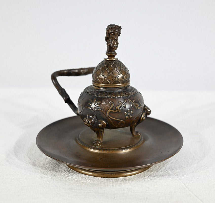 Etruscan Inkwell in Bronze by F. Barbedienne, 19th Century