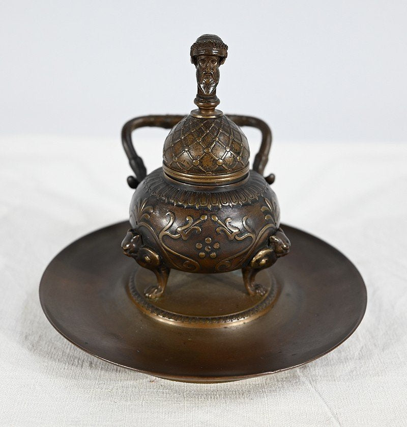 Etruscan Inkwell in Bronze by F. Barbedienne, 19th Century