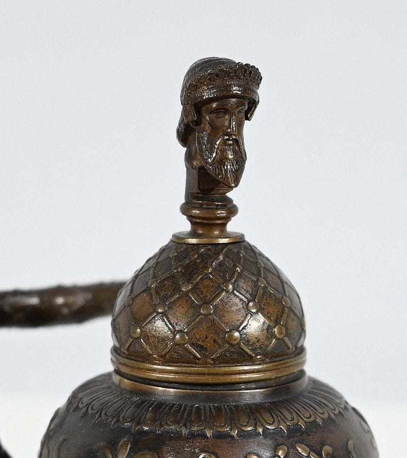 Etruscan Inkwell in Bronze by F. Barbedienne, 19th Century