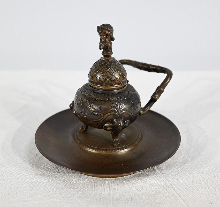 Etruscan Inkwell in Bronze by F. Barbedienne, 19th Century