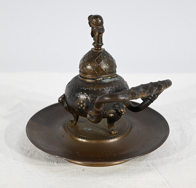 Etruscan Inkwell in Bronze by F. Barbedienne, 19th Century