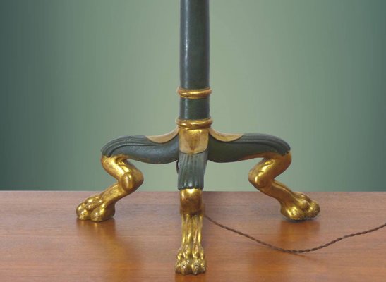 Etruscan Style Carved Wooden Floor Lamp, 1940s-DQG-694226