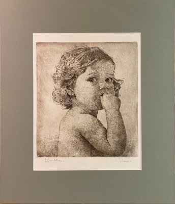 Ettore Beraldini, Portrait of a Girl: Liliana, 1945, Engraving-MLN-1780276