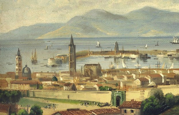 Ettore Ferrante, Messina, Italian Landscape Painting, Posillipo School, Oil on Canvas, Framed-YUW-1304936