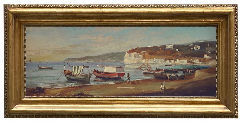 Ettore Ferrante, Naples, Italian Landscape Painting, Oil on Canvas, Framed-YUW-1304926