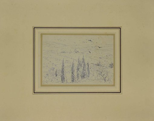 Eugen Drăguțescu, Landscape, Drawing Ink, Mid 20th Century-ZCI-871228