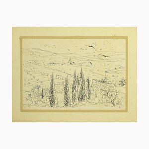 Eugen Drăguțescu, Landscape, Drawing Ink, Mid 20th Century-ZCI-871228