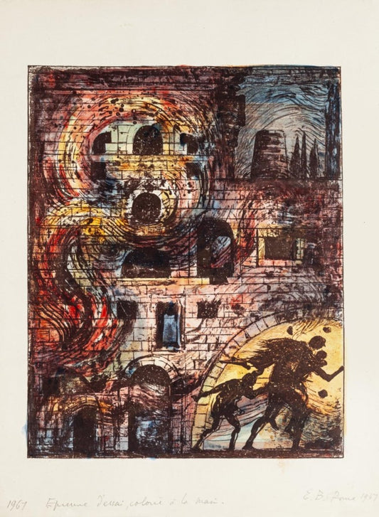 Eugene Berma, Escape from Troy, Lithograph, 1967