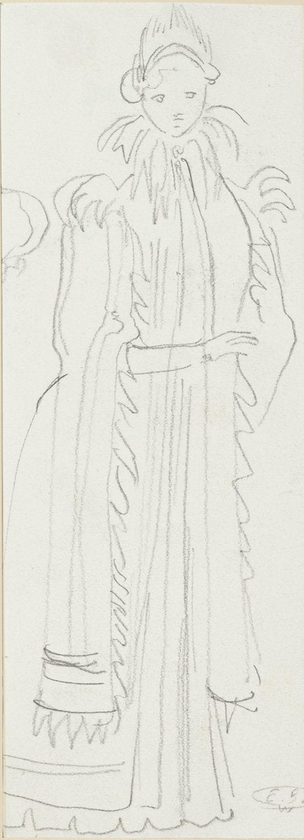 Eugène Berman, Theatrical Costum, 1950s, Original Pencil Drawing