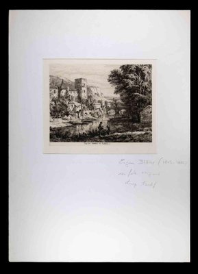 Eugene Blery, View of Castle of Nemours, Original Etching, Mid 19th-Century-ZCI-1194577