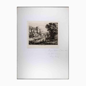 Eugene Blery, View of Castle of Nemours, Original Etching, Mid 19th-Century-ZCI-1194577