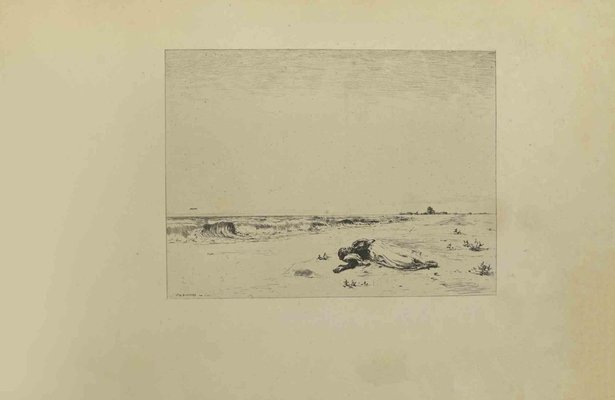 Eugène Burnand, Death Beside The Sea, Etching, Late 19th Century-ZCI-2029876