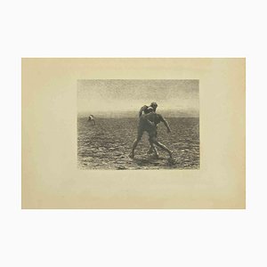 Eugène Burnand, Wrestling, Etching, Late 19th Century-ZCI-2029867