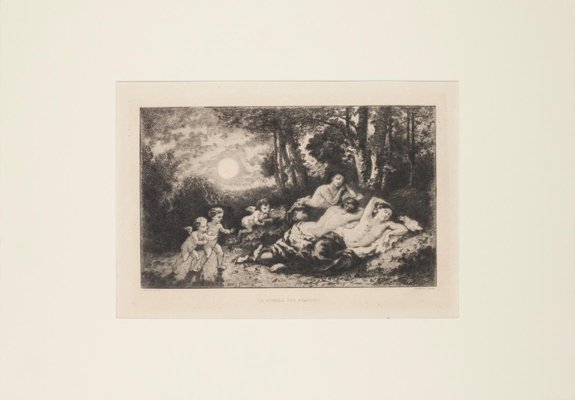 Eugene Charvot, Resting Ninfe, Etching by Après Diaz De La Pena, 1880-ZCI-840393