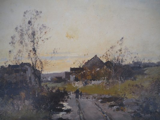 Eugène Galien-Laloue, Leaving the Farm in the Early Morning, Late 19th Century, Oil on Canvas-KHH-1387751