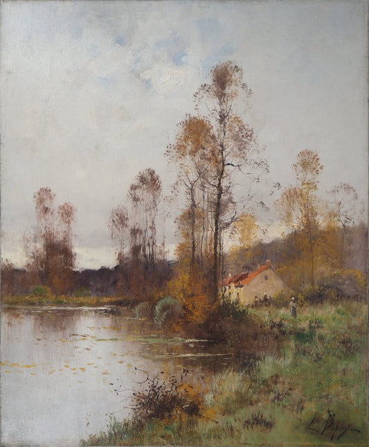 Eugène Galien-Laloue, Old Farm Near the River, Oil on Canvas