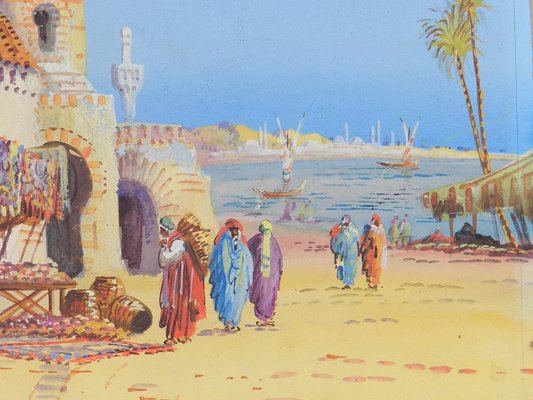 Eugene Gans, on the Nile, Mid-Century Paintings, Set of 2-ARU-820563