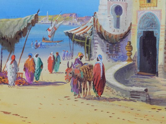 Eugene Gans, on the Nile, Mid-Century Paintings, Set of 2-ARU-820563