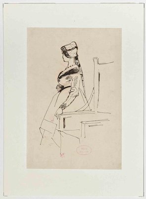 Eugène Giraud, Profile of Woman, Original Drawing on Paper, Late 19th-Century-ZCI-1229836