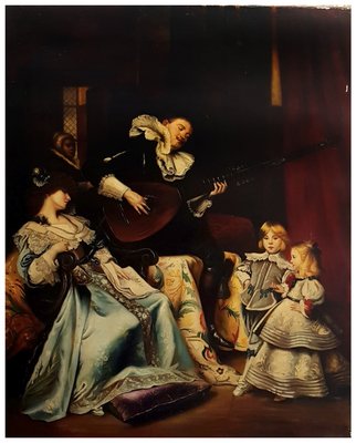 Eugenio De Blasi, Scene with Minstrel, 2005, Italy, Oil on Canvas, Framed-YUW-1317004