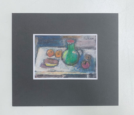 Eugeniusz Tukan-Wolski, Still Life with a Green Pitcher, Mixed Media on Paper