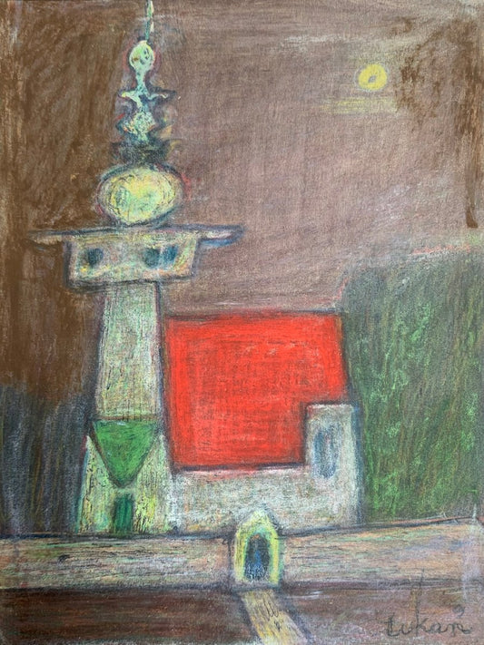 Eugeniusz Tukan-Wolski, Temple, Mixed Media on Paper