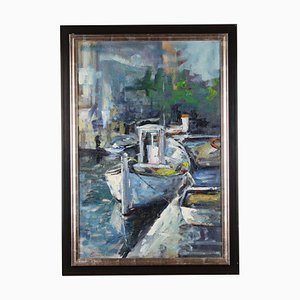 Eugeniusz Wiśniewski, Fishing Boats, Oil on Canvas-GCQ-973426