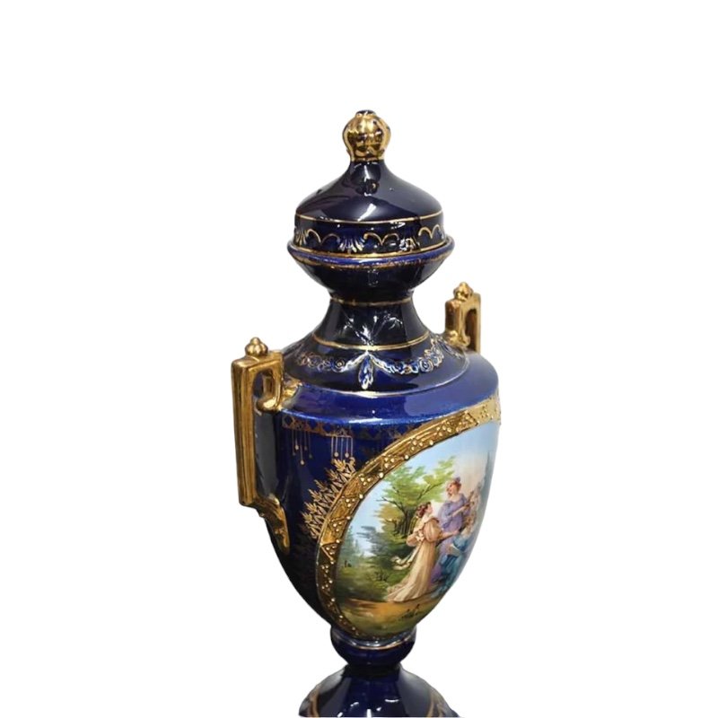 European Cobalt Porcelain Vase, Vienna