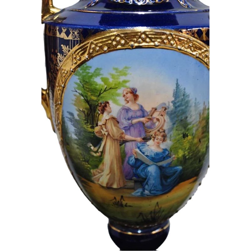 European Cobalt Porcelain Vase, Vienna