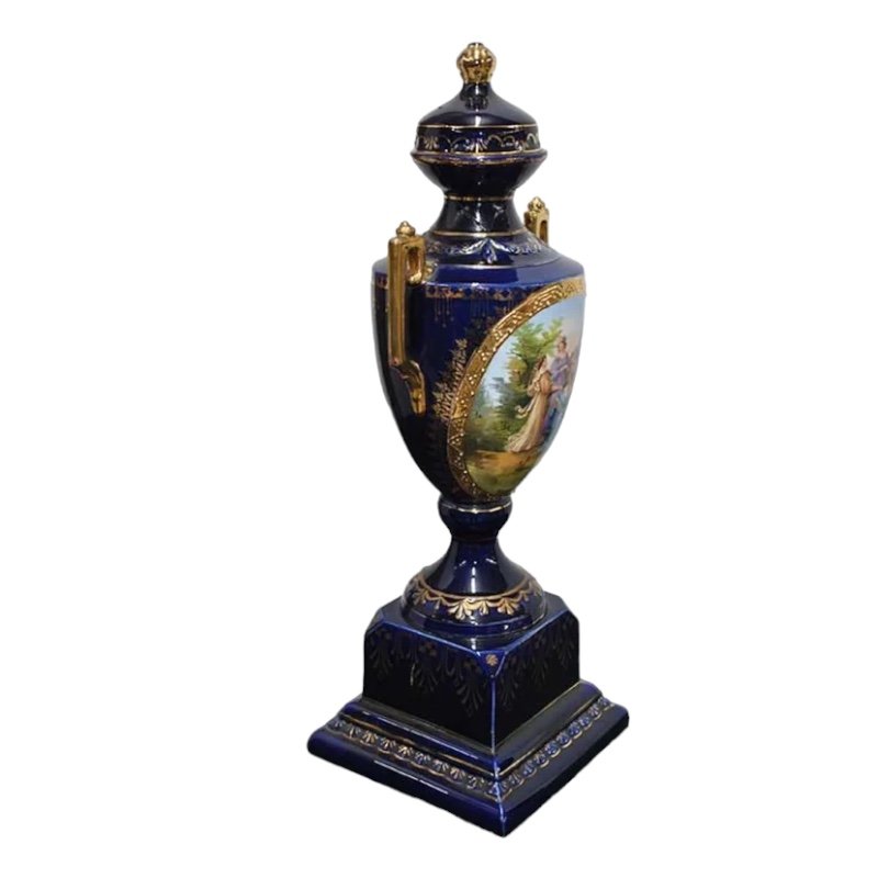 European Cobalt Porcelain Vase, Vienna