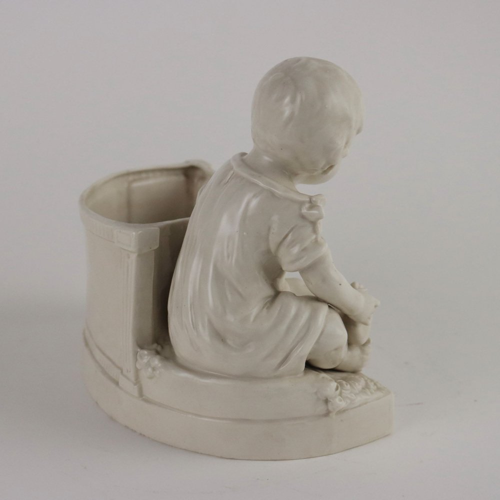 European Planter in White Porcelain with Angel, 1900s