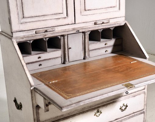 European Two-Part Bureau with Inlaid Leather and Secret Compartment, 19th Century-SA-1020481