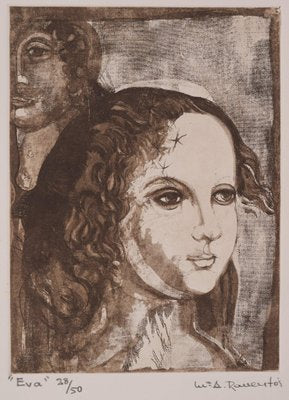 Eva, Portrait of a Girl, Engraving-AOI-1180030