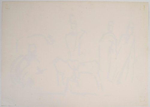 Evelyne Luez, Figures, Wash Drawing on Paper, 20th Century