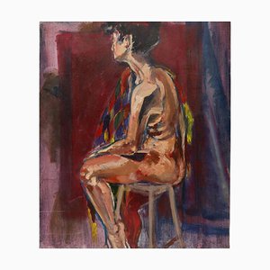 Evelyne Luez, Seated Woman, 20th Century, Oil on Canvas-WFS-1750755