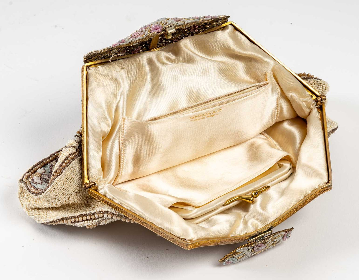 Evening Clutch Bag With Silk, Glass Beads & Embroidered Gold Threads from Harrods