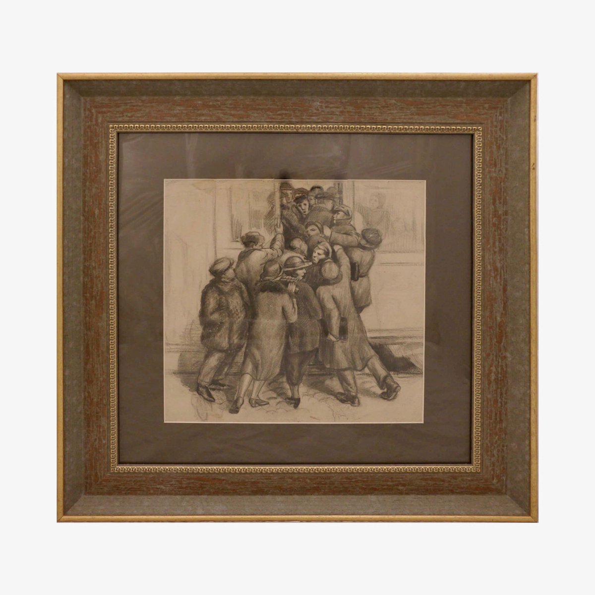 Evgeny Petrovich Protopopov, Scene by the Tram, 1928, Drawing, Framed