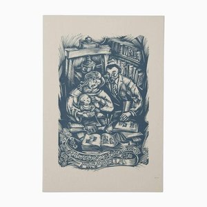 Ex Libris Alessio Costantino Mirabella, Original Woodcut, 20th-Century-ZCI-1164025