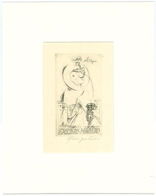 Ex Libris Allegro Melanconico Etching by Michel Fingesten, 1930s-ZCI-765160