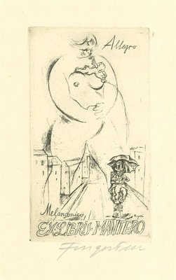 Ex Libris Allegro Melanconico - Original Etching by M. Fingesten - 1930s 1930s-ZCI-758467