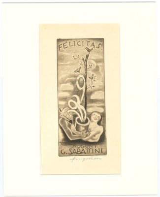 Ex Libris - Felicitas - Original Woodcut by M. Fingesten - Early 1900 Early 1900-ZCI-767590