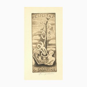 Ex Libris - Felicitas - Original Woodcut by M. Fingesten - Early 1900 Early 1900-ZCI-767590