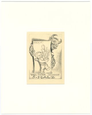 Ex Libris Good Luck Etching by Michel Fingesten, 1930s-ZCI-765172