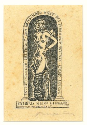 Ex Libris Heinz Lehmann - Original Woodcut by M. Fingesten - Early 1900 Early 1900-ZCI-758487