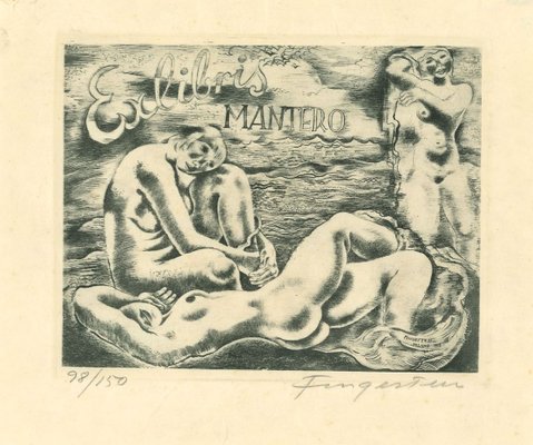 Ex Libris Mantero - Original Etching by M. Fingesten - 1930s 1930s-ZCI-758466