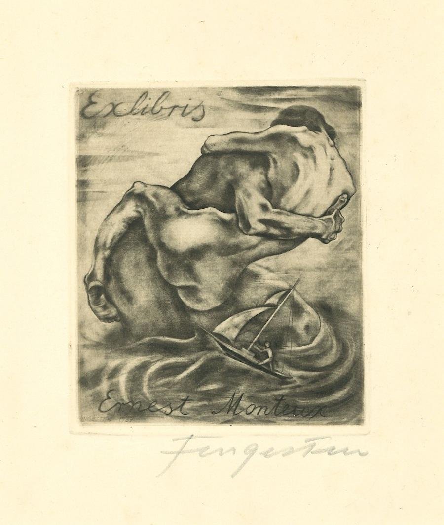 Ex Libris - Mantero - Original Etching by M. Fingesten - 1930s 1930s