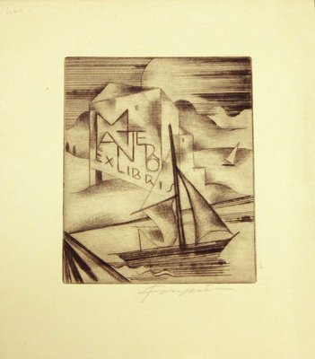 Ex Libris Mantero - Original Etching by M. Fingesten - Early 1900 Early 1900-ZCI-758762