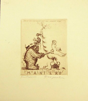 Ex Libris Mantero - Original Etching by M. Fingesten - Early 1938 1938-ZCI-761760