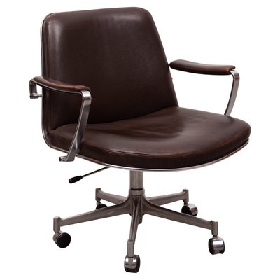 Exclusive Desk Chair in Brown Leather by Jørgen Kastholm & Preben Fabricius for Kill International, 1970s-KL-2022219