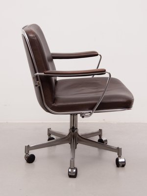 Exclusive Desk Chair in Brown Leather by Jørgen Kastholm & Preben Fabricius for Kill International, 1970s-KL-2022219